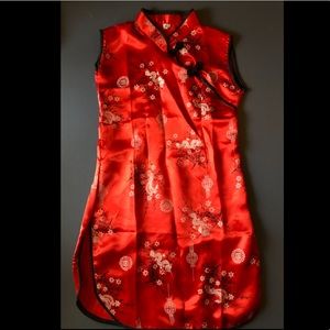 Floral Red Chinese Kids Dress Cheongsam Medium